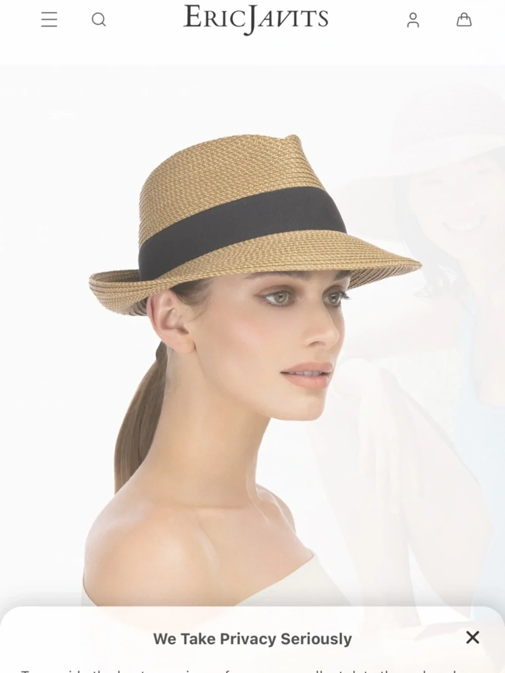 Straw Fedora Hat with Black Band - Tan - Picture 7 of 7